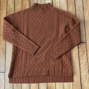 Talbots Rust Cashmere cable knit mock neck Sweater